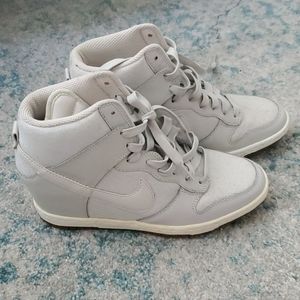 Cream color Nike wedge sneakers